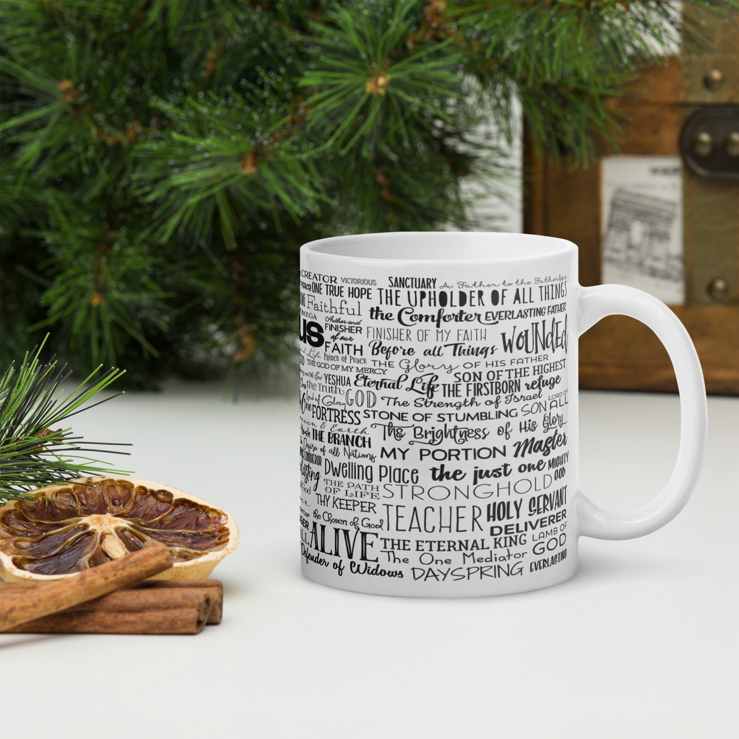 Names Of Jesus on a White Glossy Mug - 11 Ounce, 15 Ounce & 20 Ounce