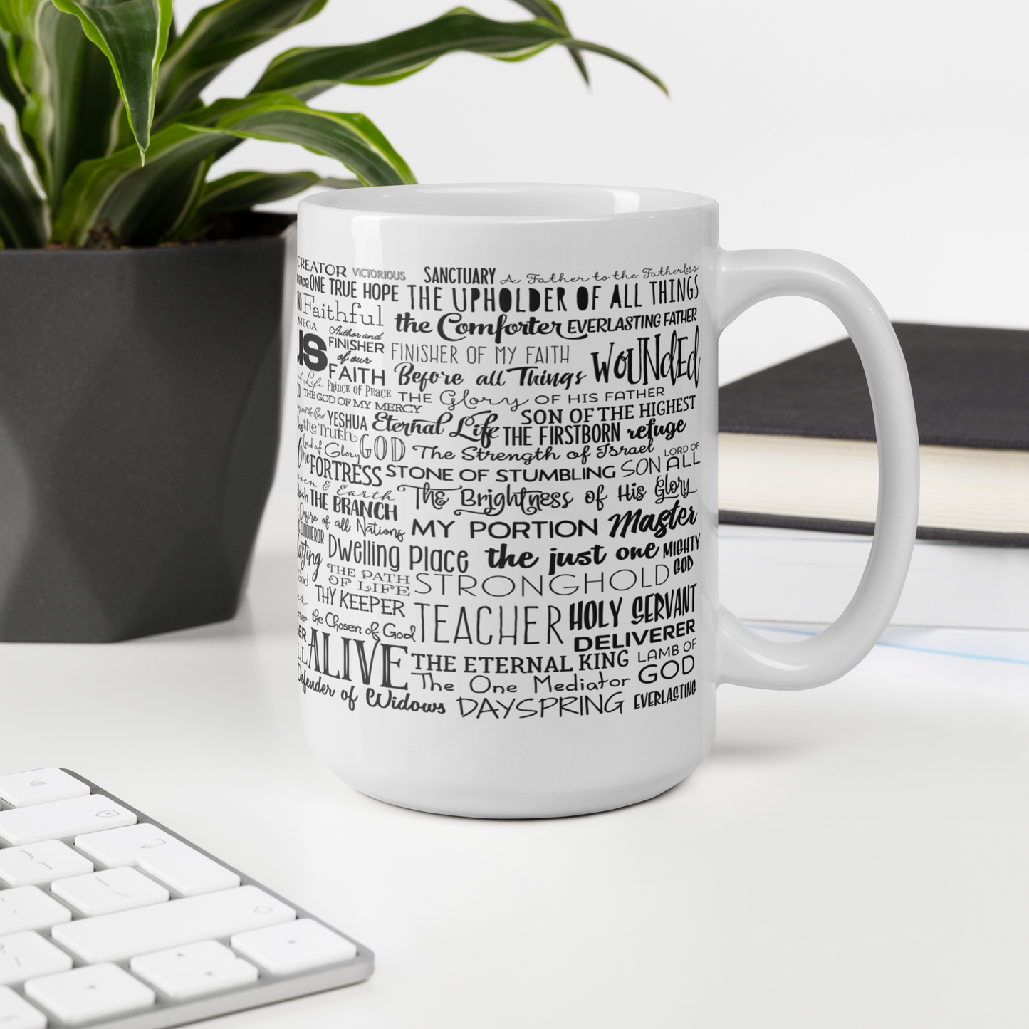 Names Of Jesus on a White Glossy Mug - 11 Ounce, 15 Ounce & 20 Ounce