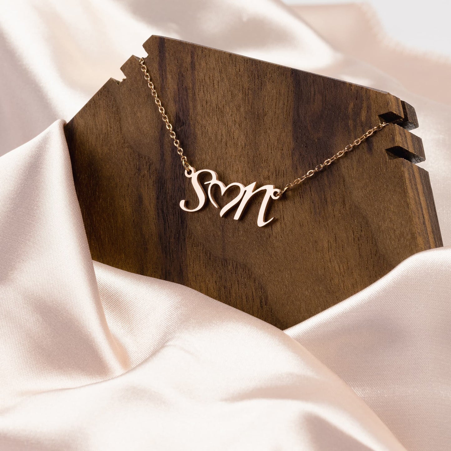 A Necklace For Lovers or Best Friends - Two Initials Joined By A Heart