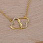 Red Truck Loaded With Hugs & Kisses With Two Intwined Solid Gold Hearts Necklace