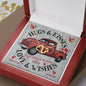 Red Truck Loaded With Hugs & Kisses With Two Intwined Solid Gold Hearts Necklace