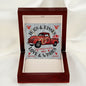 Red Truck Loaded With Hugs & Kisses With Two Intwined Solid Gold Hearts Necklace