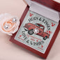 Red Truck Loaded With Hugs & Kisses With Love Knot Necklace & Earring Set