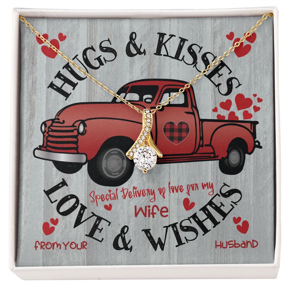Red Truck Loaded With Hugs & Kisses With Alluring Beauty Necklace