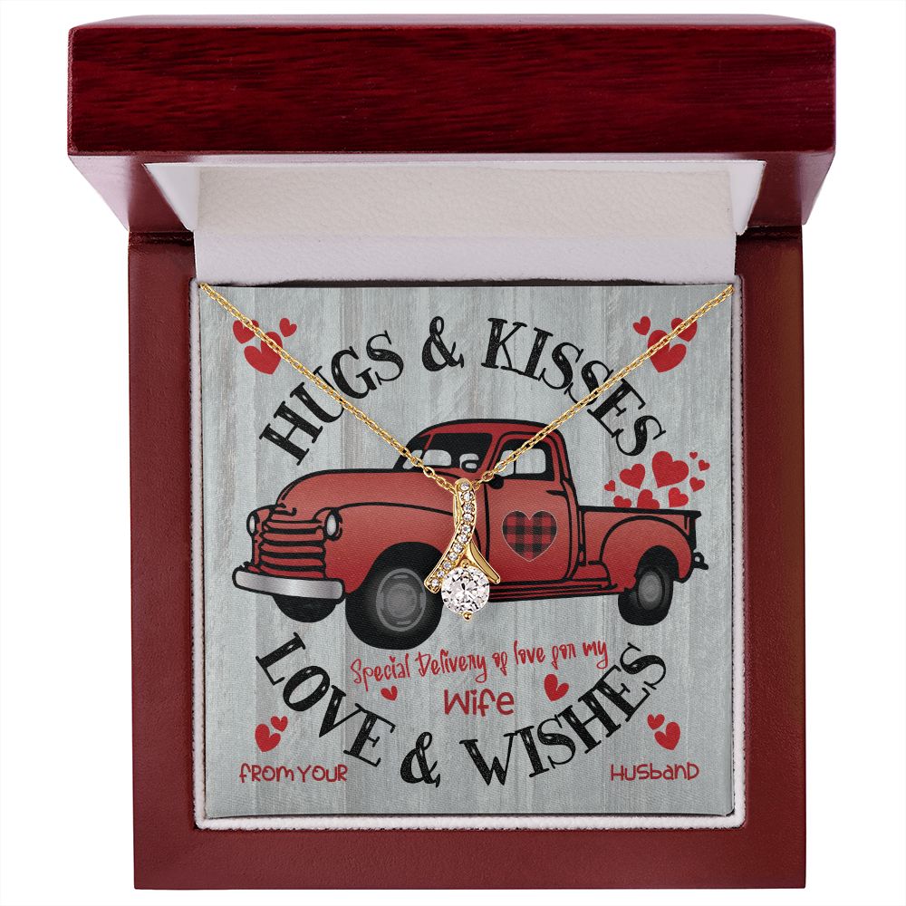 Red Truck Loaded With Hugs & Kisses With Alluring Beauty Necklace