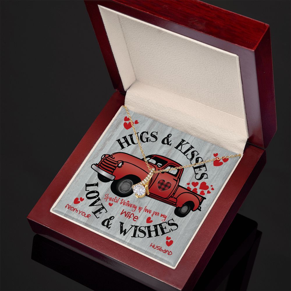 Red Truck Loaded With Hugs & Kisses With Alluring Beauty Necklace