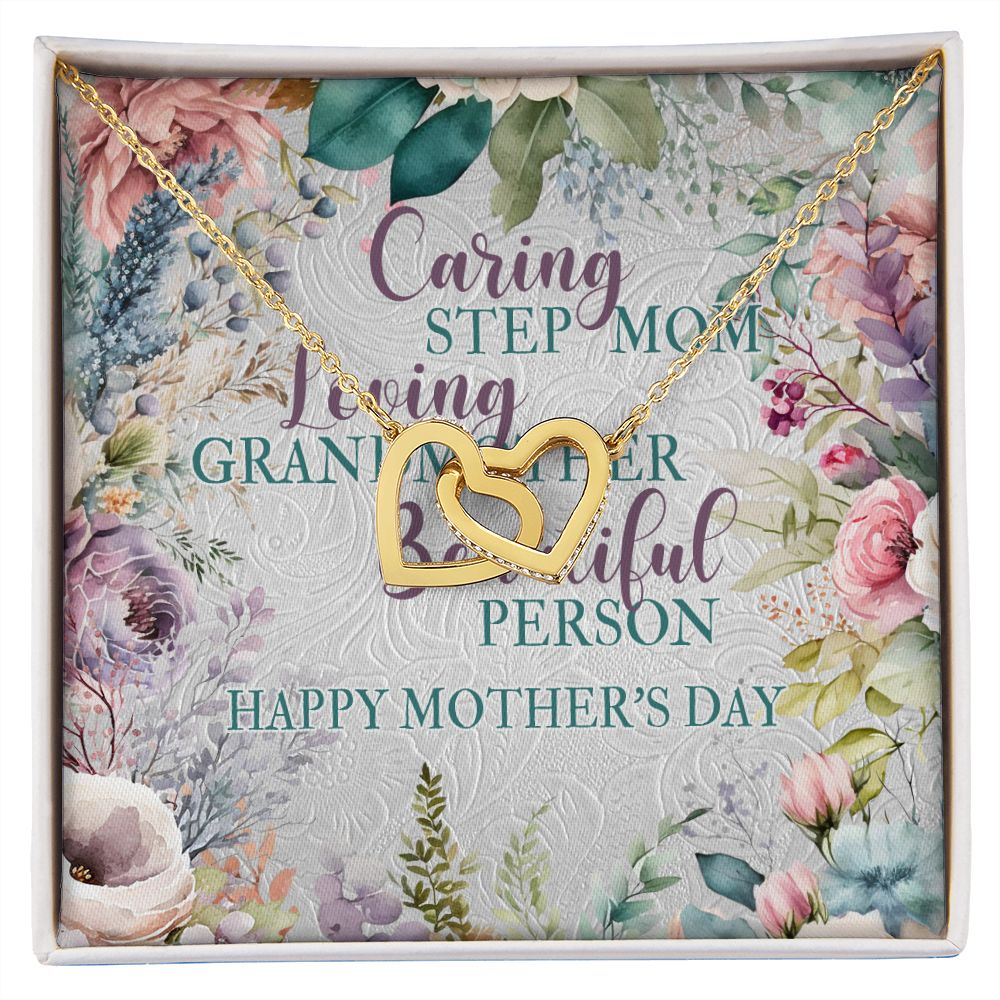 To My Step Mom - Interlocking Hearts Pendant Necklace - Special For Mother's Day