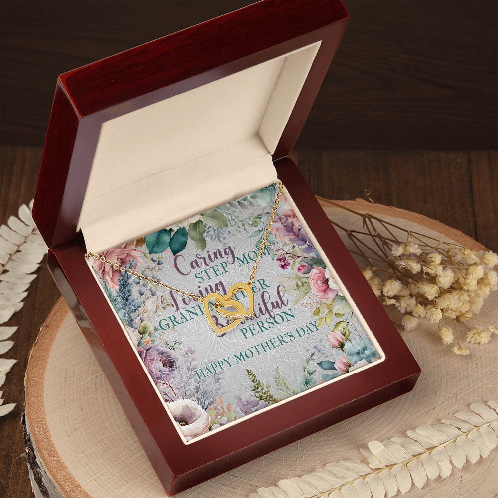 To My Step Mom - Interlocking Hearts Pendant Necklace - Special For Mother's Day