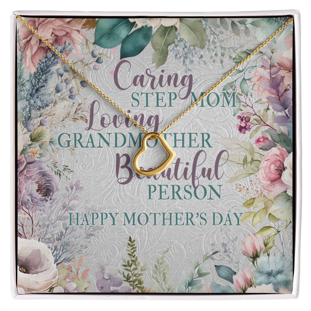 To My Step Mom - Delicate Heart Pendant Necklace - Special For Mother's Day