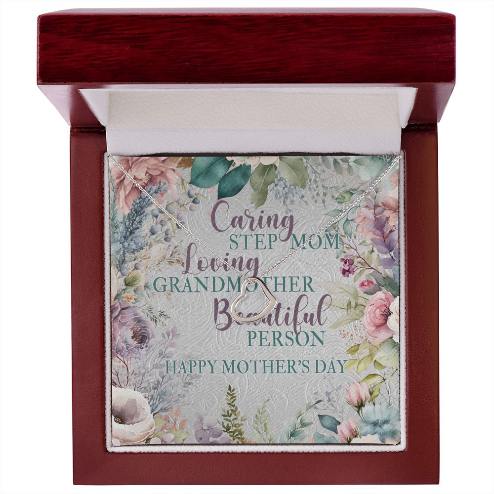 To My Step Mom - Delicate Heart Pendant Necklace - Special For Mother's Day