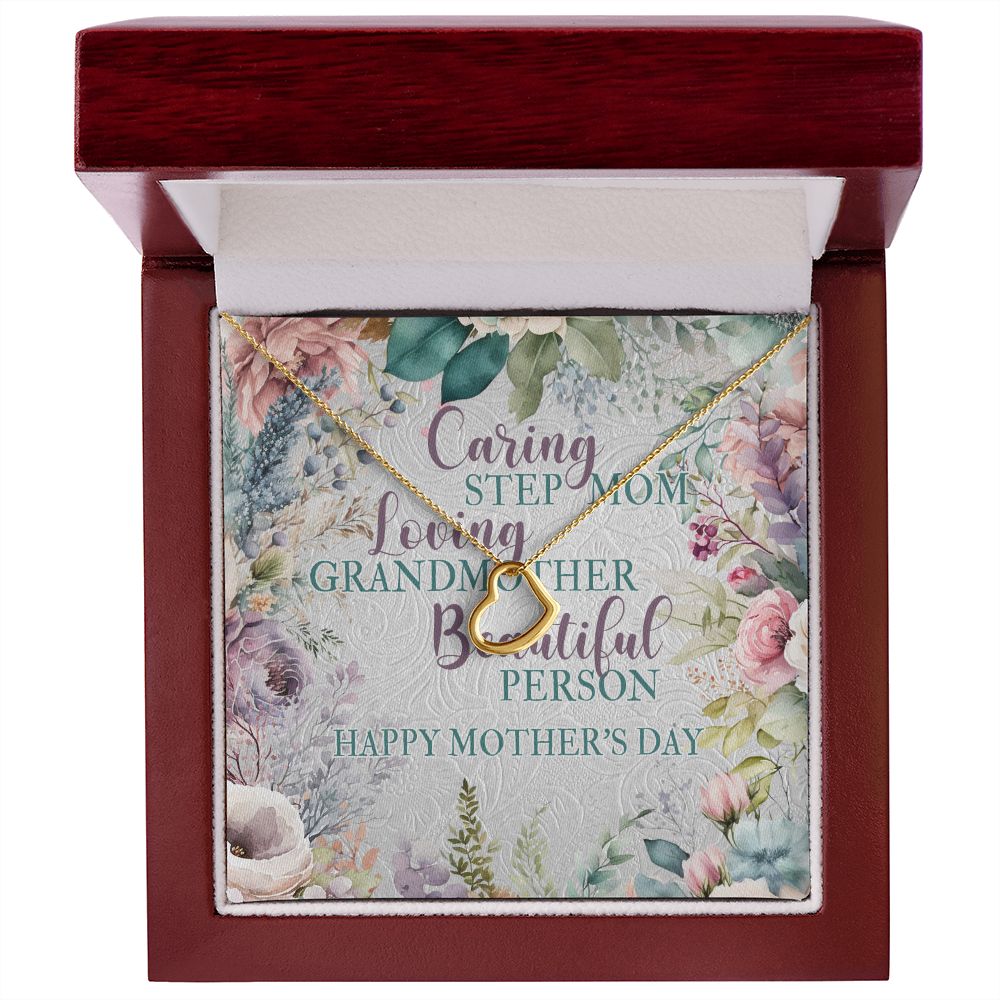 To My Step Mom - Delicate Heart Pendant Necklace - Special For Mother's Day