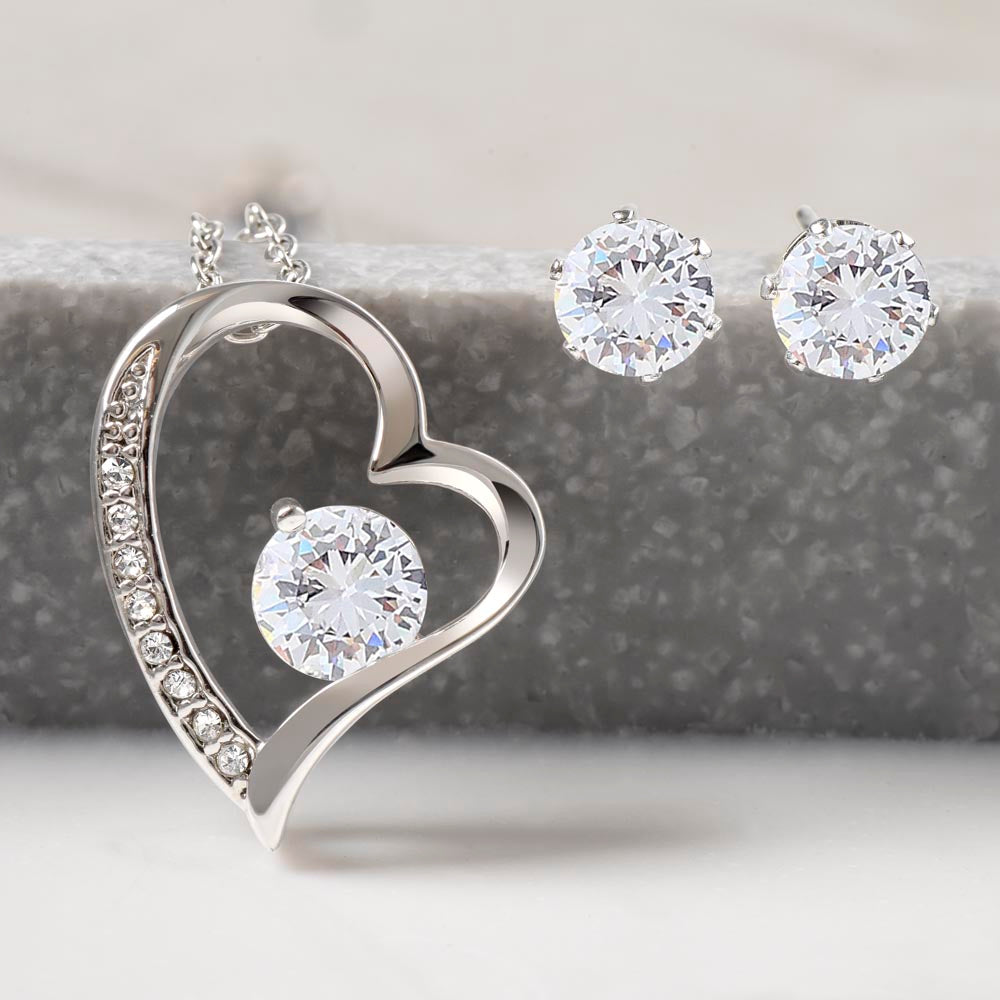 To My Step Mom - Forever Love Pendant Necklace & Matching Earrings- Special For Mother's Day