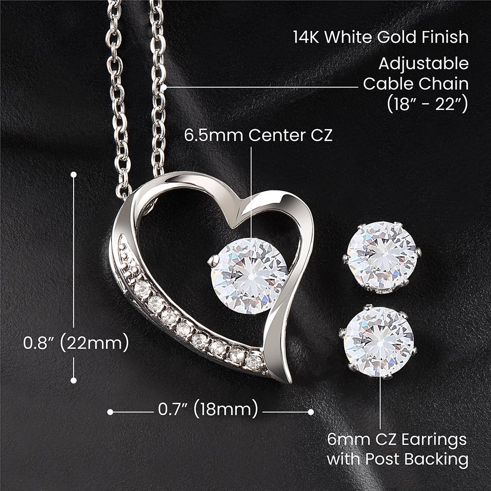 To My Step Mom - Forever Love Pendant Necklace & Matching Earrings- Special For Mother's Day