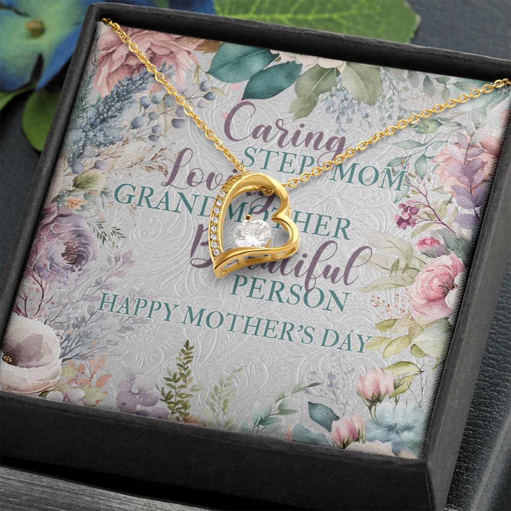 To My Step Mom Forever Heart Mother's Daay Necklace