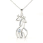 Giraffe's With Necks Entwined Necklace -White or Yellow Gold Finish