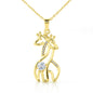 Giraffe's With Necks Entwined Necklace -White or Yellow Gold Finish