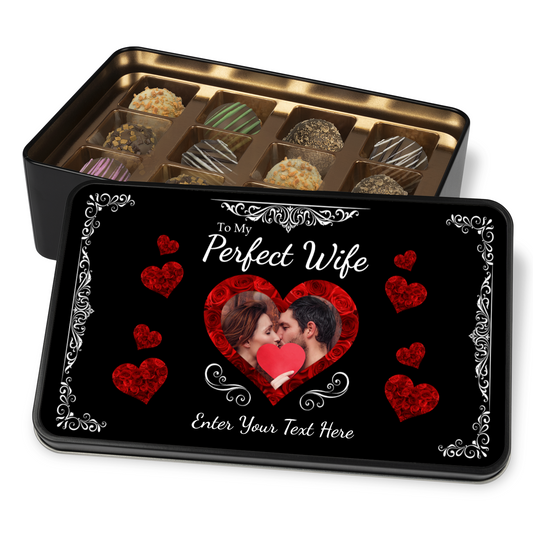 To My Perfect Wife - Tin Of Truffles With Photo Custom Personaized Photo