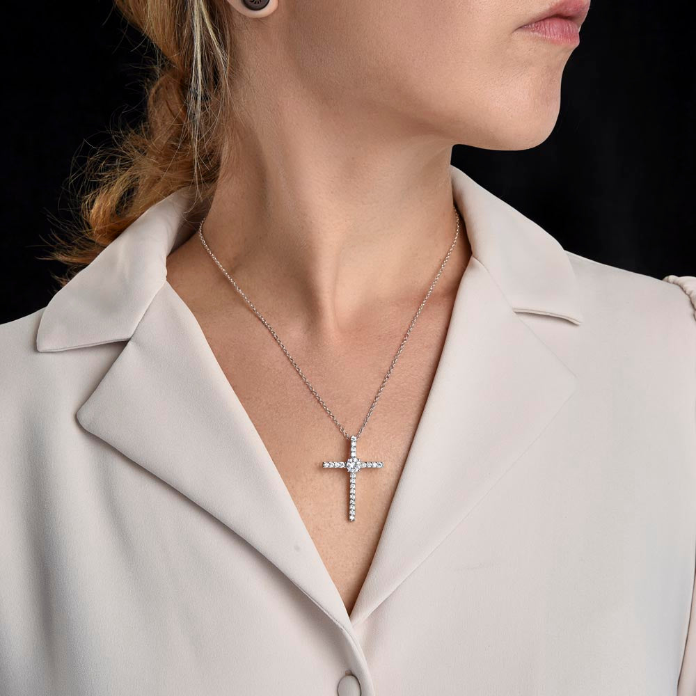 Red  Truck Loaded With Hugs & Kisses With CZ Cross Necklace