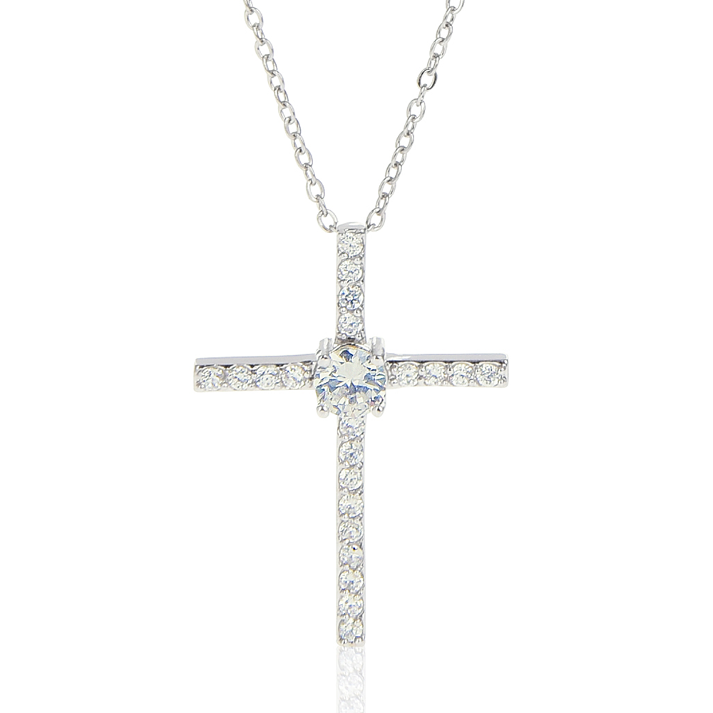 Red  Truck Loaded With Hugs & Kisses With CZ Cross Necklace