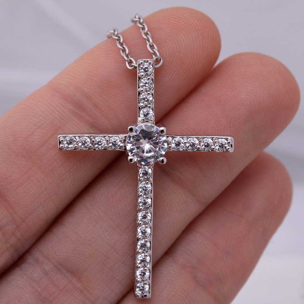 Red  Truck Loaded With Hugs & Kisses With CZ Cross Necklace