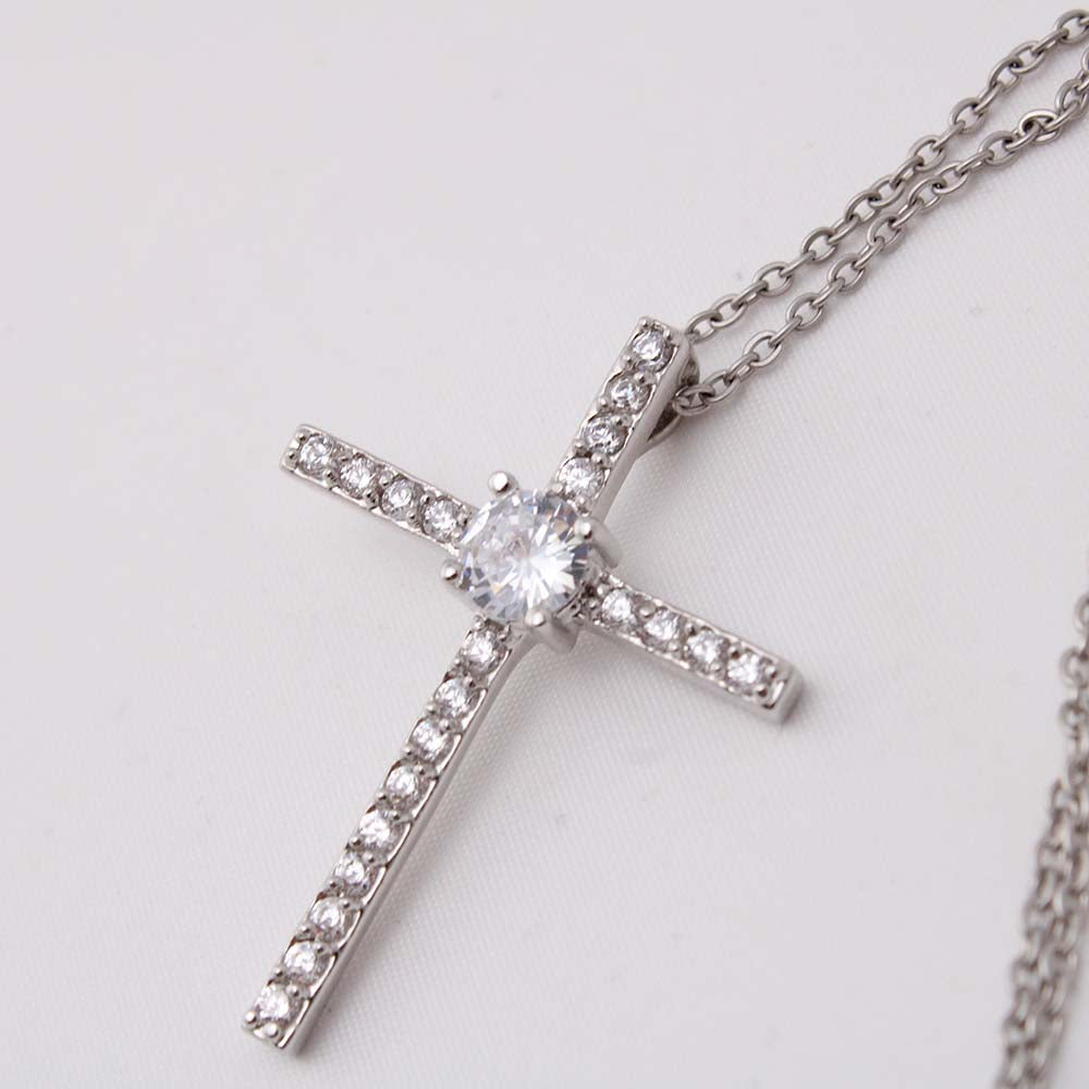 Red  Truck Loaded With Hugs & Kisses With CZ Cross Necklace