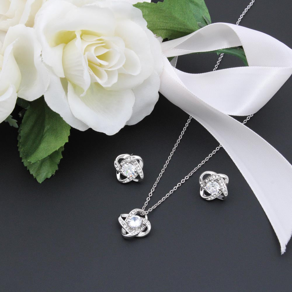 Red  Truck Loaded With Hugs & Kisses With Love Knot Necklace & Earring Set