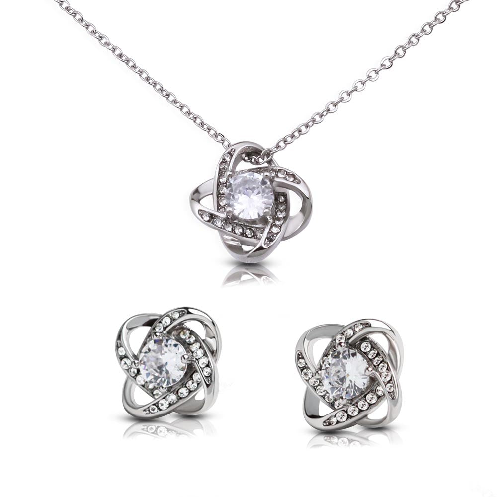 Red  Truck Loaded With Hugs & Kisses With Love Knot Necklace & Earring Set