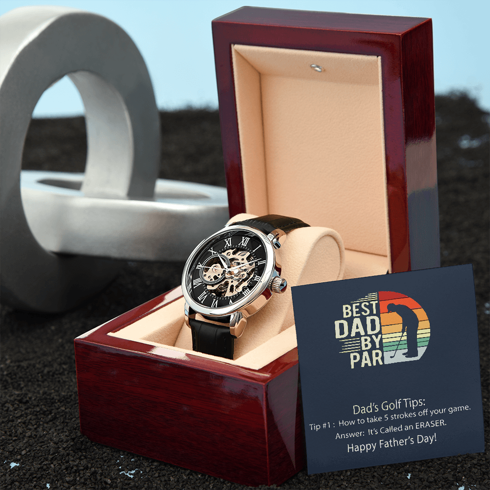 Stylish Open Watch For Best Dad By Par, Golf Joke Watch for Dad, Gift Watch