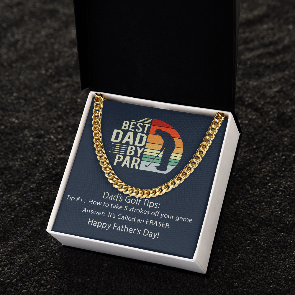 Cuban Link Chain Men, Best Dad By Par, Gift Necklace For Dad, Father's Day Gift, Dad Birthday Gift