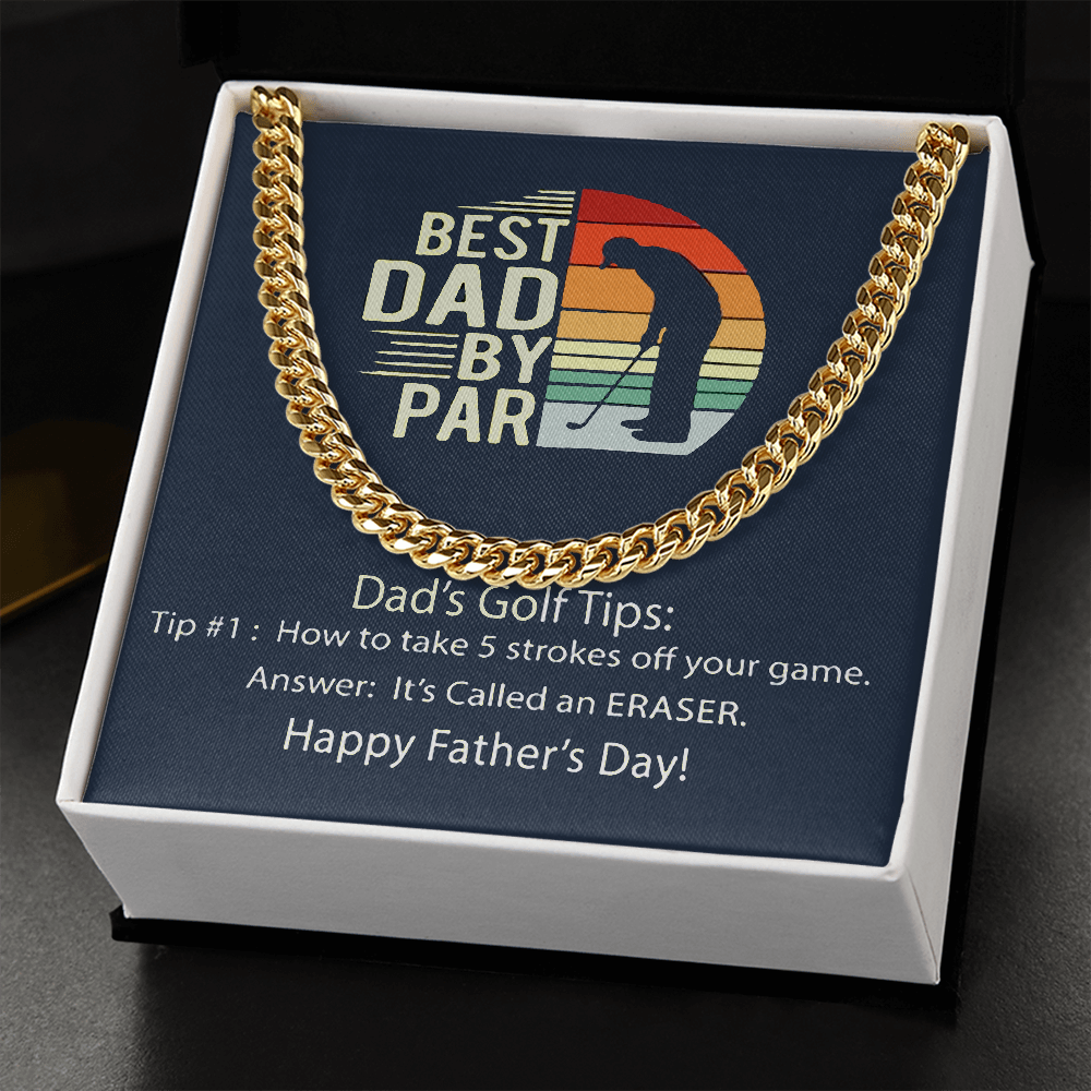 Cuban Link Chain Men, Best Dad By Par, Gift Necklace For Dad, Father's Day Gift, Dad Birthday Gift