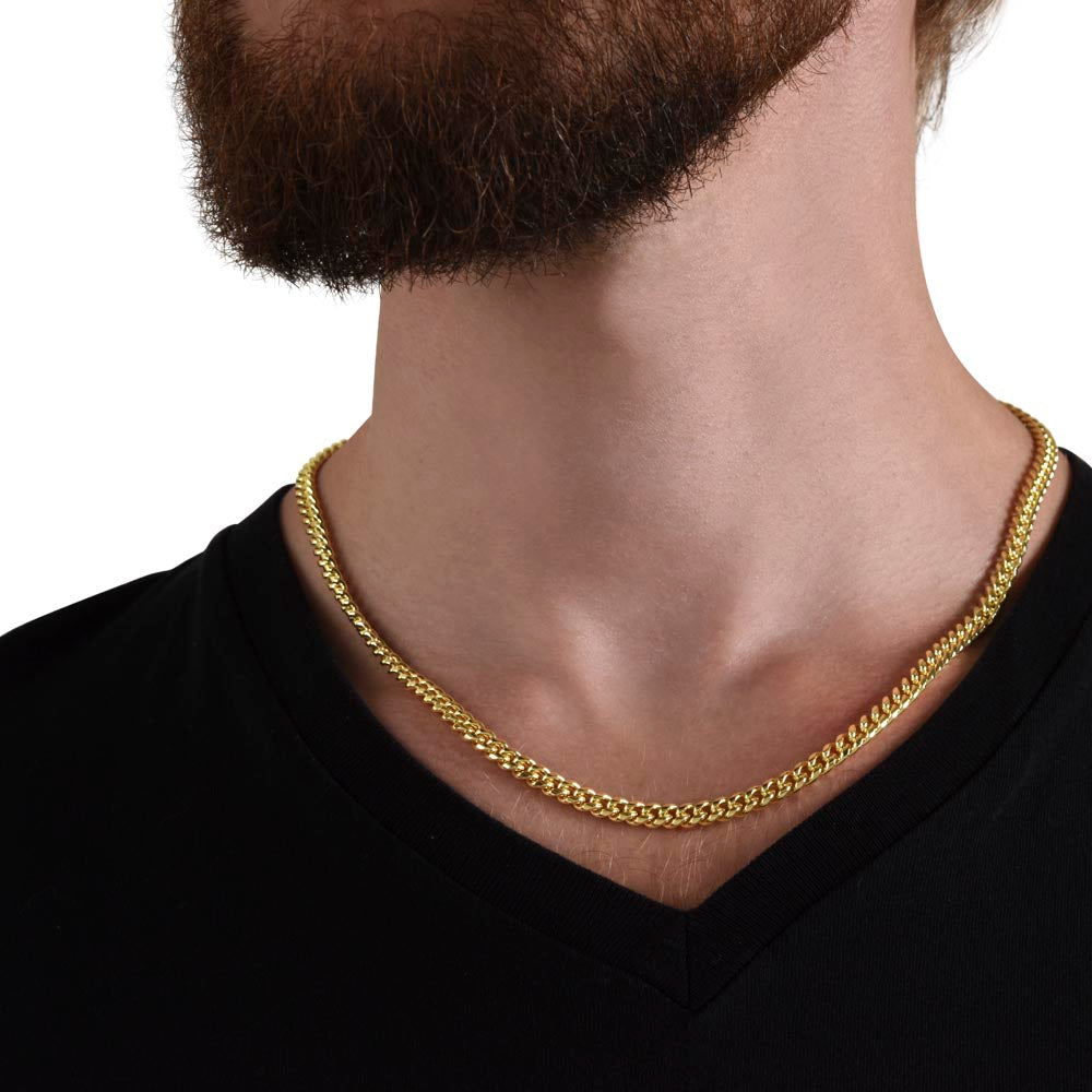 Stainless Steel Covered Cuban Chain Necklace For Son, Gift from Dad, Father to Son Gift, Gift for Son Birthday, Unique Gift for Son from Dad
