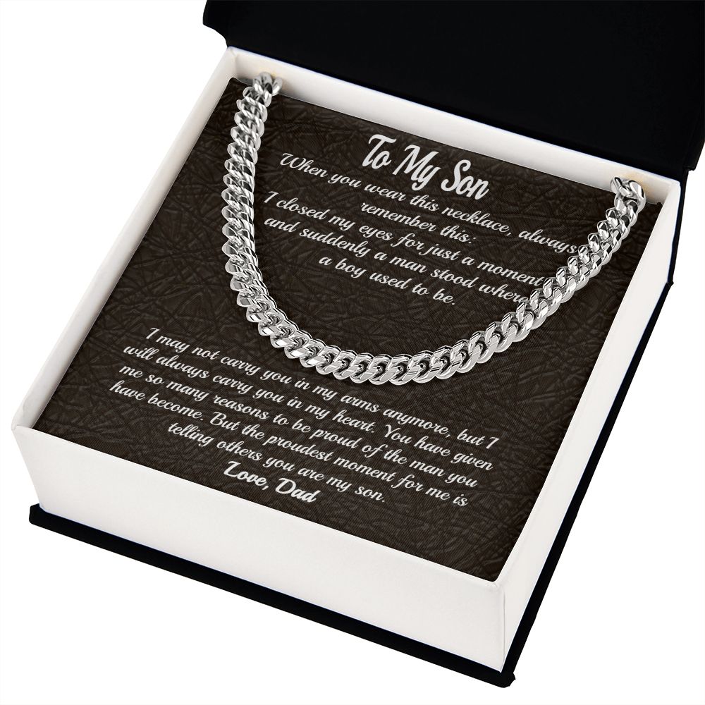 Stainless Steel Covered Cuban Chain Necklace For Son, Gift from Dad, Father to Son Gift, Gift for Son Birthday, Unique Gift for Son from Dad