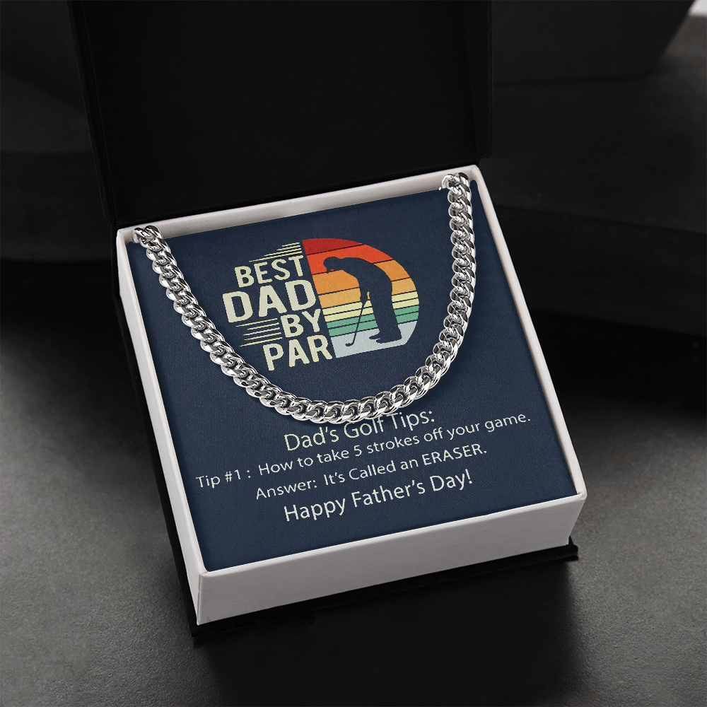 Cuban Link Chain Men, Best Dad By Par, Gift Necklace For Dad, Father's Day Gift, Dad Birthday Gift