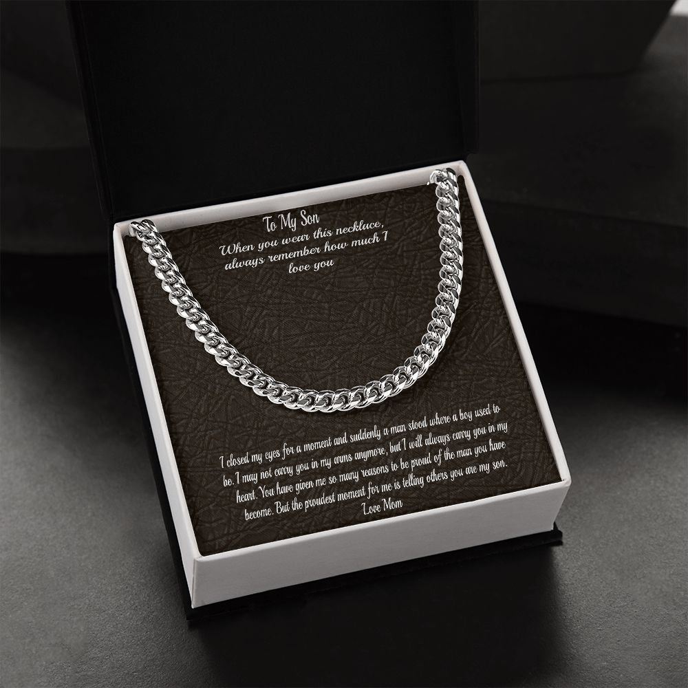Gift To Son - From Mom  - Cuban Chain Necklace