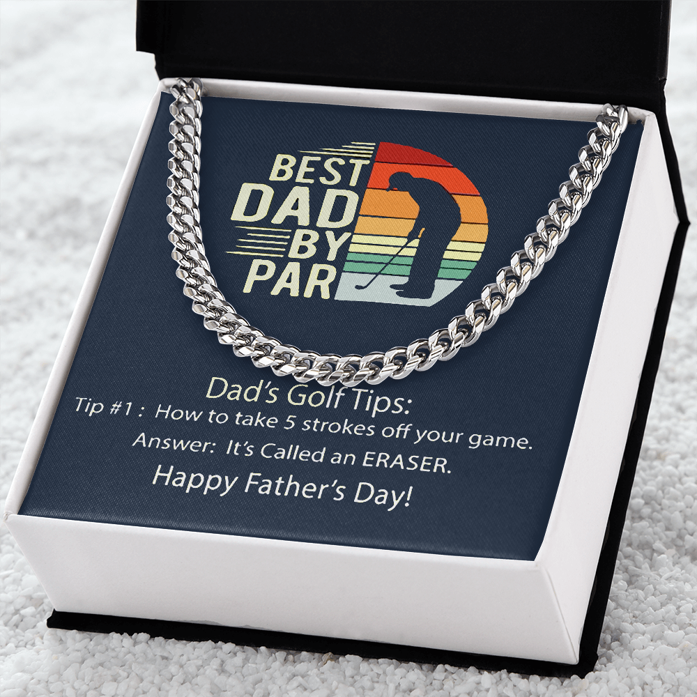 Cuban Link Chain Men, Best Dad By Par, Gift Necklace For Dad, Father's Day Gift, Dad Birthday Gift