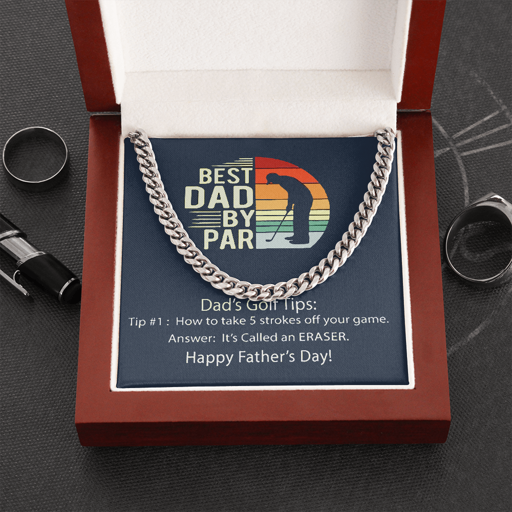 Cuban Link Chain Men, Best Dad By Par, Gift Necklace For Dad, Father's Day Gift, Dad Birthday Gift
