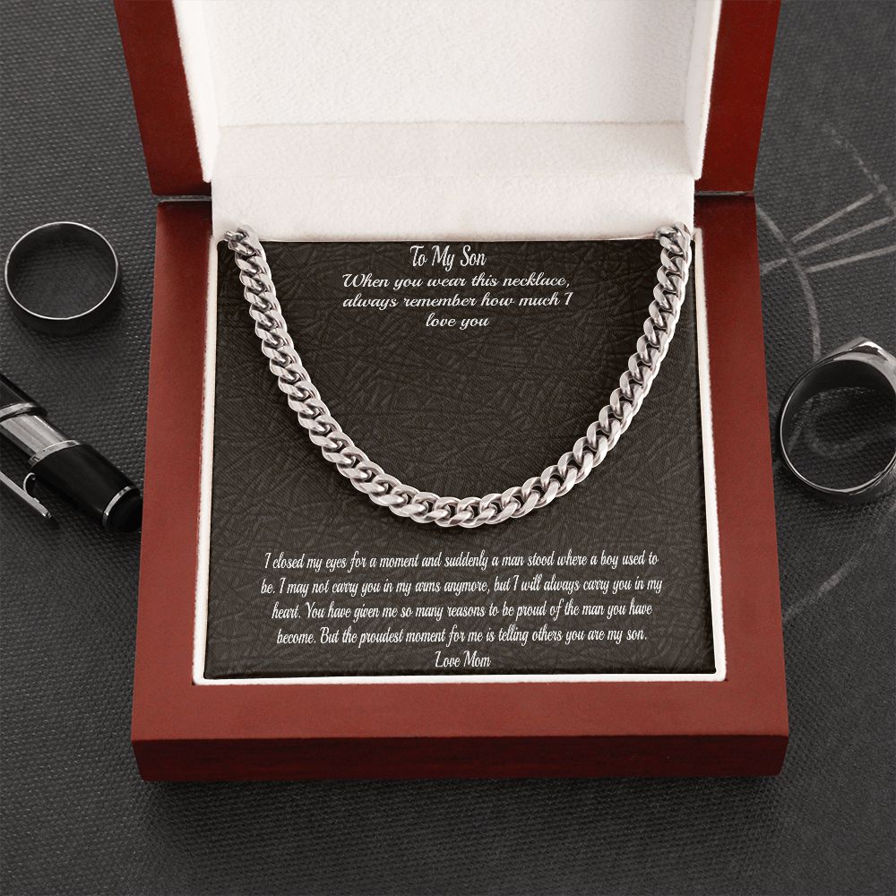 Gift To Son - From Mom  - Cuban Chain Necklace
