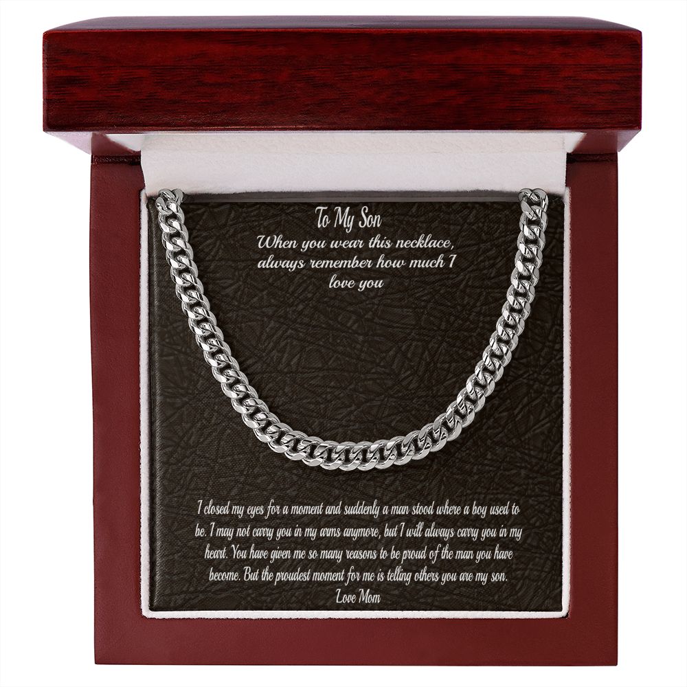 Gift To Son - From Mom  - Cuban Chain Necklace