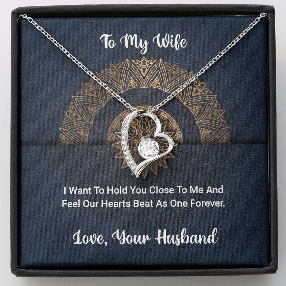 To My Wife Love Your Husband - Forever Love Heart Necklace -  - With Special Sentiment Card