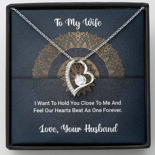 To My Wife Love Your Husband - Forever Love Heart Necklace -  - With Special Sentiment Card