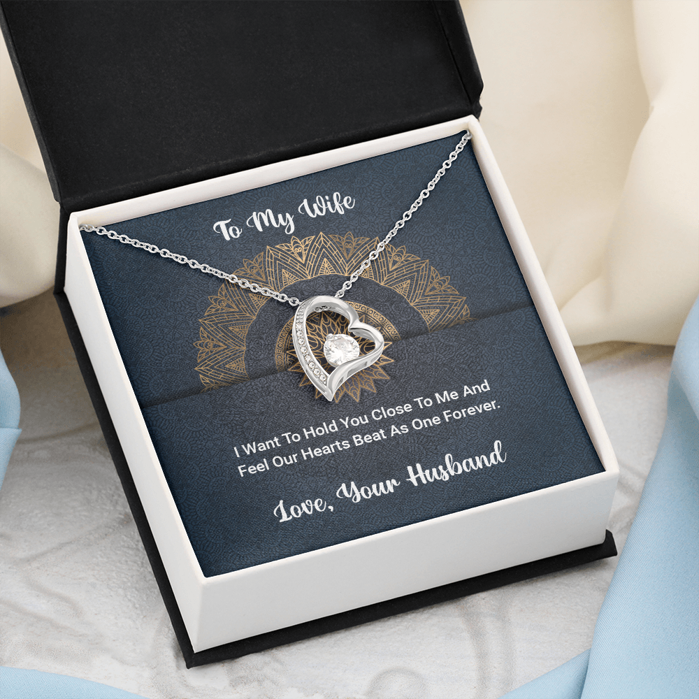 To My Wife Love Your Husband - Forever Love Heart Necklace -  - With Special Sentiment Card