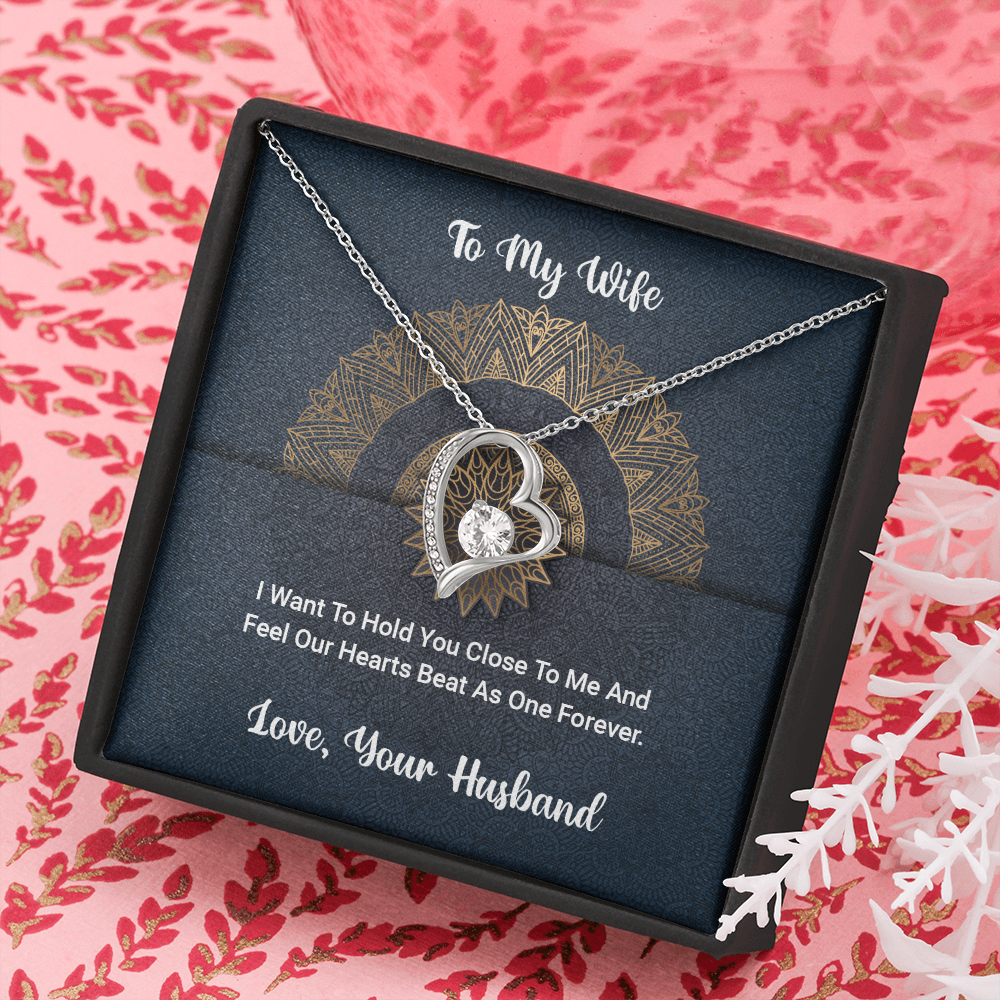 To My Wife Love Your Husband - Forever Love Heart Necklace -  - With Special Sentiment Card
