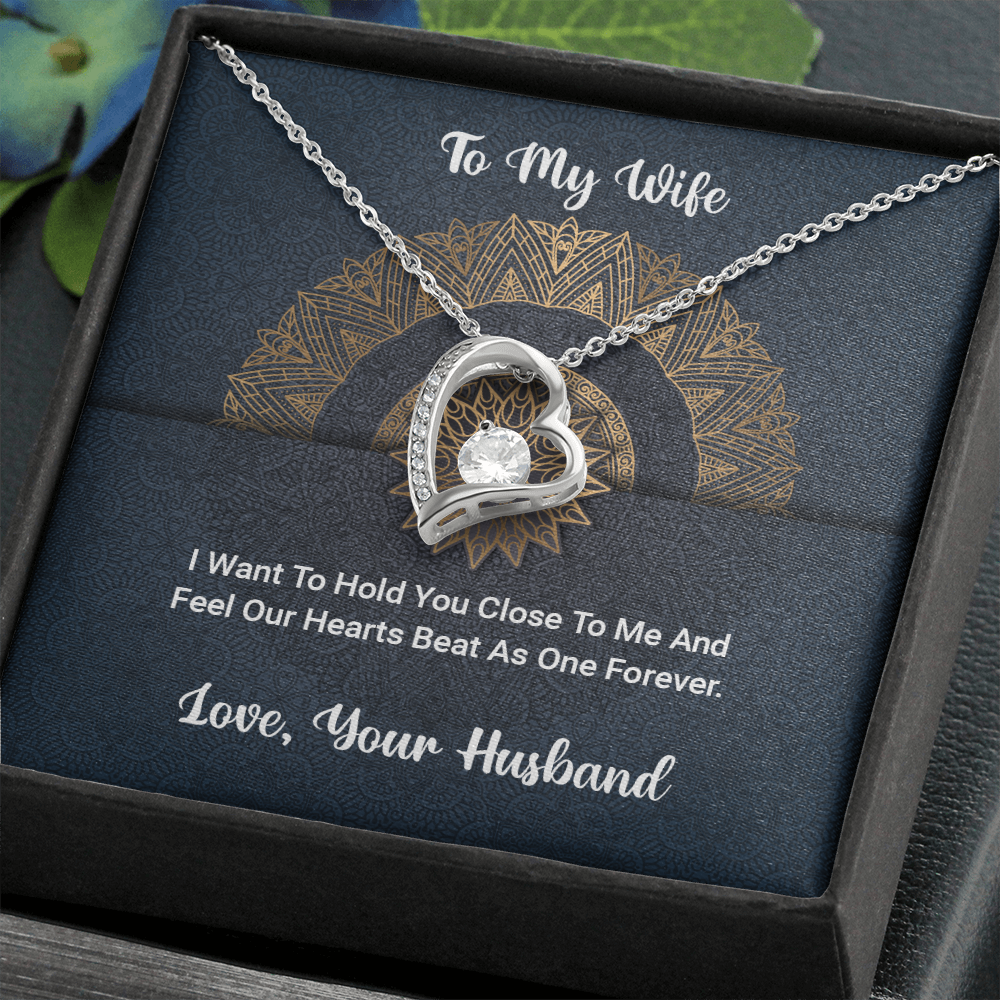 To My Wife Love Your Husband - Forever Love Heart Necklace -  - With Special Sentiment Card