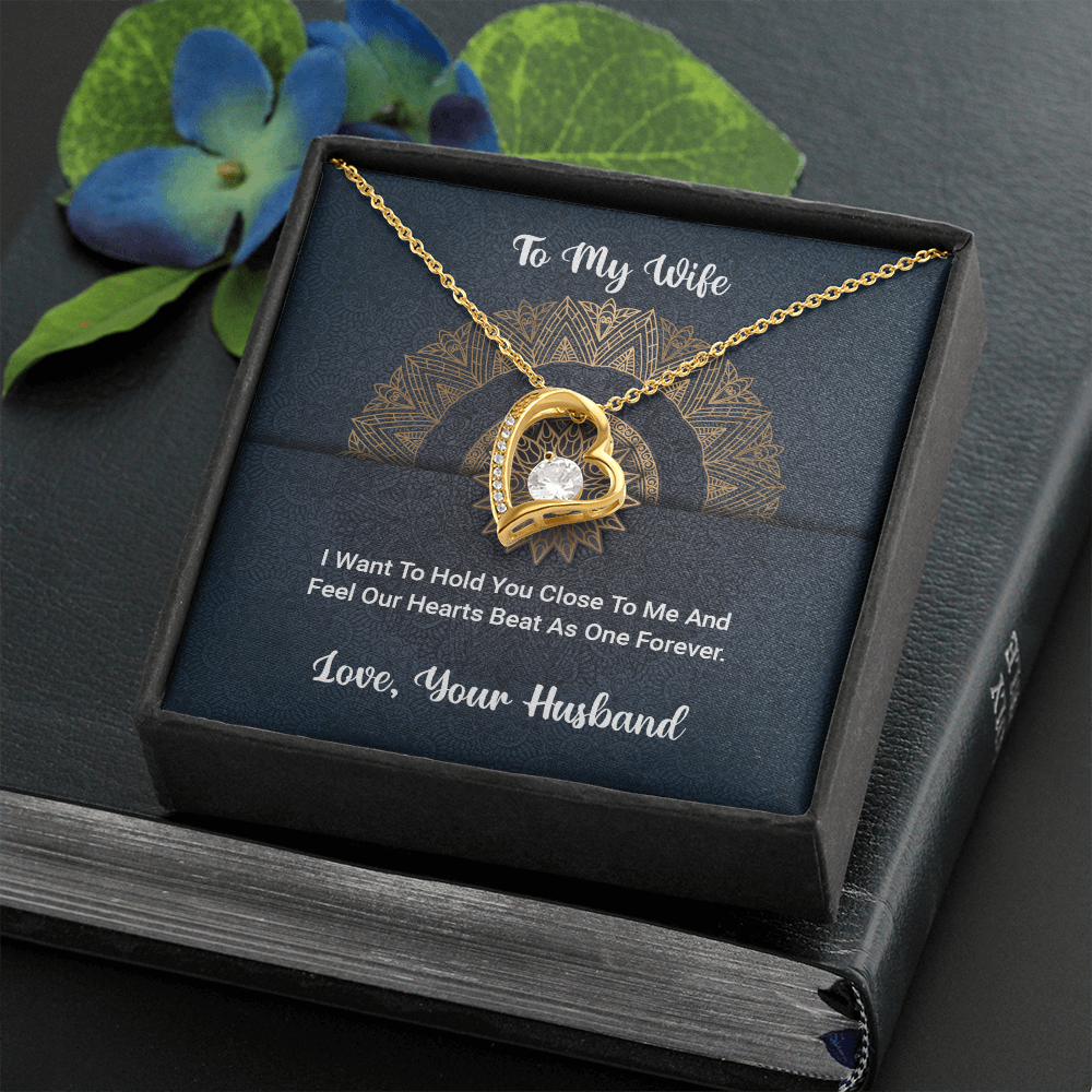 To My Wife Love Your Husband - Forever Love Heart Necklace -  - With Special Sentiment Card