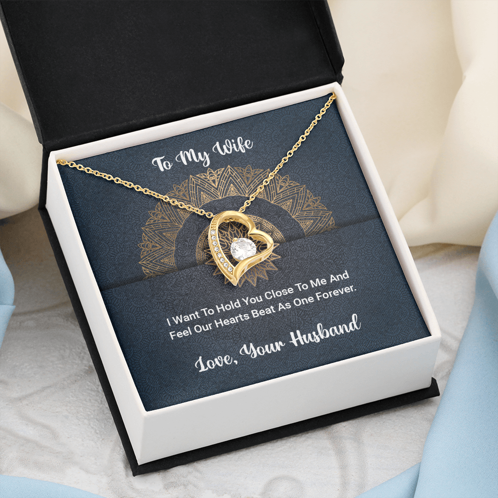 To My Wife Love Your Husband - Forever Love Heart Necklace -  - With Special Sentiment Card