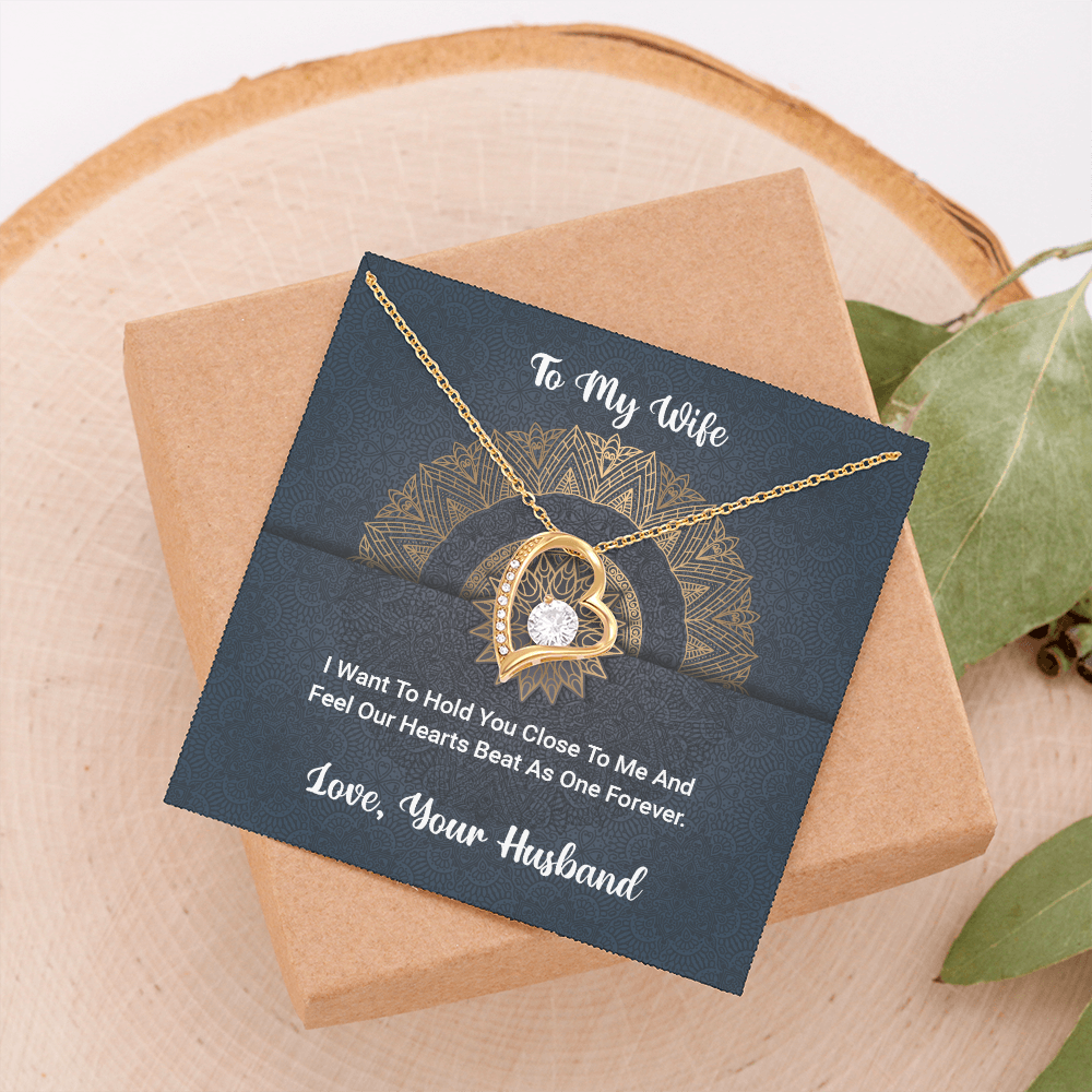 To My Wife Love Your Husband - Forever Love Heart Necklace -  - With Special Sentiment Card