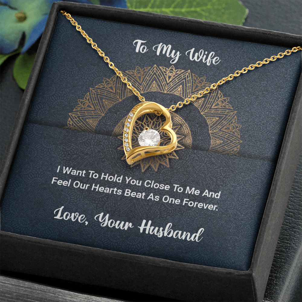 To My Wife Love Your Husband - Forever Love Heart Necklace -  - With Special Sentiment Card
