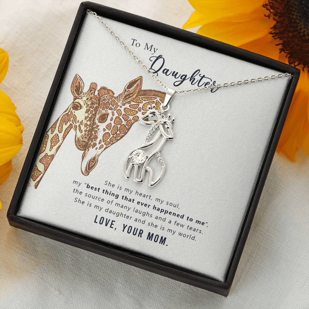 Giraffe's With Necks Entwined Necklace -White or Yellow Gold Finish