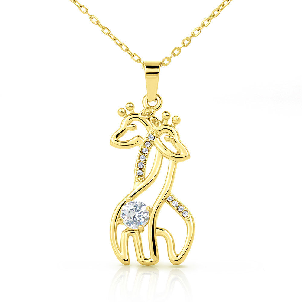 Giraffe's With Necks Entwined Necklace -White or Yellow Gold Finish