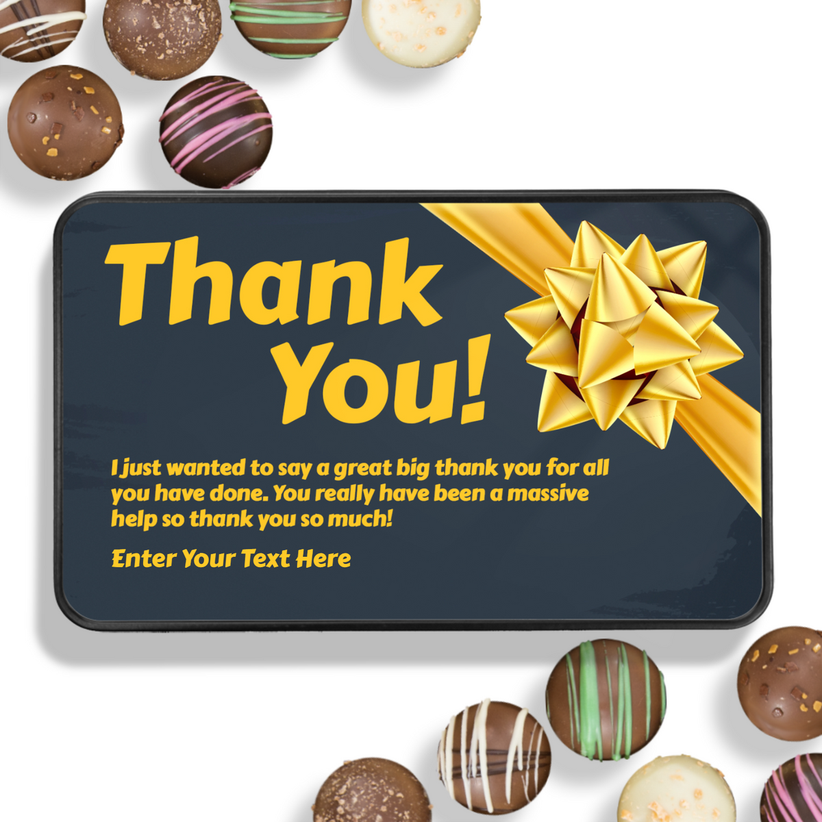 Thank You! - Tin Of Chocolate Truffles - Personalized With You Text